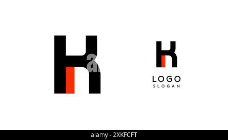 Bauhaus flacher, einzigartiger Buchstabe K, farbiges Logo für Unternehmen, Tech-Apps, Architekturmarken. Minimales modulares geometrisches Design, einfaches, modernes Branding Stock Vektor