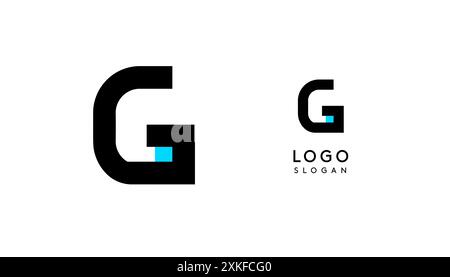 Bauhaus flacher, einzigartiger Buchstabe G, farbiges Logo für Unternehmen, Tech-Apps, Architekturmarken. Minimales modulares geometrisches Design, einfaches, modernes Branding Stock Vektor