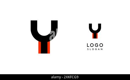 Bauhaus flacher, einzigartiger Buchstabe Y, farbiges Logo für Unternehmen, Tech-Apps, Architekturmarken. Minimales modulares geometrisches Design, einfaches, modernes Branding Stock Vektor