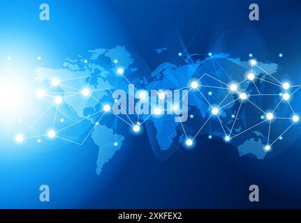 Globales Kommunikationsnetzwerk. Digitale Illustration Stockfoto