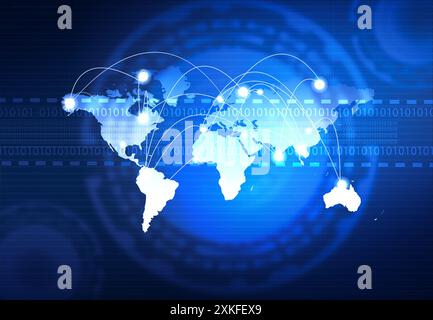 Globales Kommunikationsnetzwerk. Digitale Illustration Stockfoto