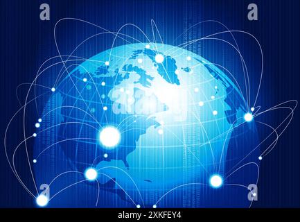 Globales Kommunikationsnetzwerk. 3D-Abbildung Stockfoto