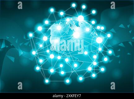 Globales Kommunikationsnetzwerk. 3D-Abbildung Stockfoto