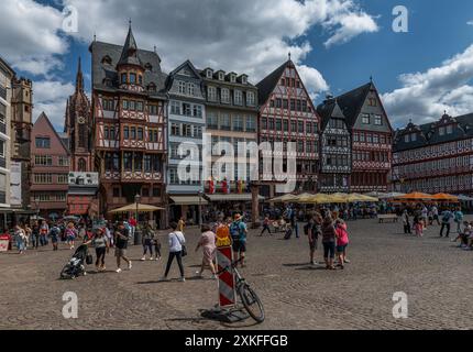 Blick auf den Stadtplatz Romerberg in Frankfurt, Deutschland Stockfoto