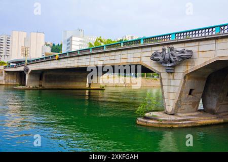 Brücken von Lyon, Frankreich: Pont Kitchener-Marchand über die Saone. Stockfoto