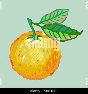 Vektor Hand gezeichnete Illustration von Zweigen Orangenbaum mit Früchten und Blättern. Illustrationen von hellen Reifen Zitrusfrüchten und -Blüten Stock Vektor