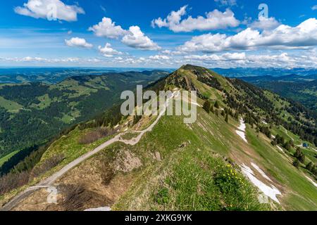 Bergtour über die Brunnenauscharte zum Hochgrat auf der Nagelfluhkette im Allgau Stockfoto