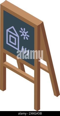 Architekt zeigt Hausprojekt auf Tafelzeichnung Stock Vektor