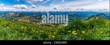 Bergtour über die Brunnenauscharte zum Hochgrat auf der Nagelfluhkette im Allgau Stockfoto