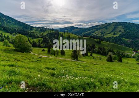 Bergtour über die Brunnenauscharte zum Hochgrat auf der Nagelfluhkette im Allgau Stockfoto