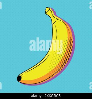 Heller Pop-Art-Hintergrund mit Banane. Retro-Pop-Art-Illustration mit Bananenfrüchten. Vektorabbildung Stock Vektor