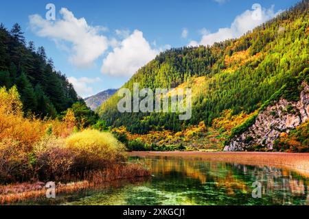Wunderschöner Blick auf den fantastischen Fluss mit kristallklarem Wasser Stockfoto