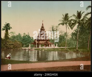 Titel: Calcutta Eden Garten mit burmesischer Pagode Abstract/Medium: 1 Druck : Farbfotochrom ; Blatt 21 x 27 cm. Stockfoto