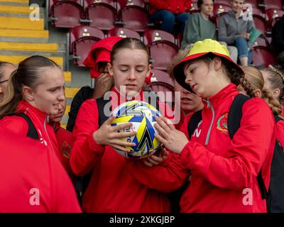 Falkirk, Schottland, Großbritannien. 21. Juli 2024: Die jährlichen Spiele des Jungen- und Mädchenclubs im Ochilview Park in Stenhousemuir. Stockfoto