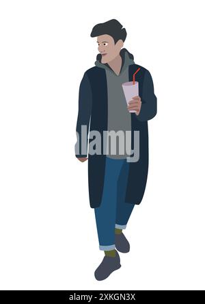 Mann im Anzug mit Kaffee Stockfoto