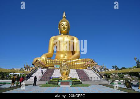 Das 2008 fertiggestellte Bild Phra Buddha Maha Nawamin im Wat Muang Buddhistischen Tempel in der Provinz Ang Thong ist derzeit die höchste Statue Thailands Stockfoto