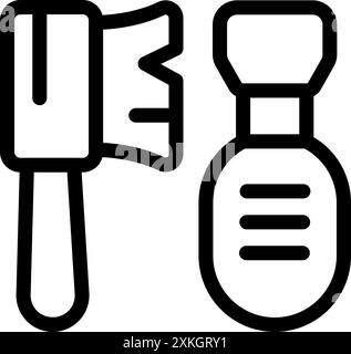 Line Art Icon Set mit Schuhpflegeaccessoires symbolisiert die Pflege und Restaurierung von Leder Stock Vektor