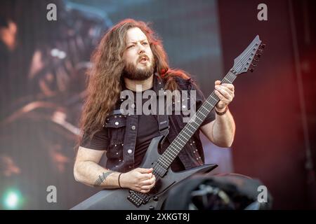 Solvesborg, Schweden. Juni 2024. Die US-amerikanische Heavy-Metal-Band Riot V gibt ein Live-Konzert während des schwedischen Musikfestivals Sweden Rock Festival 2024 in Solvesborg. Stockfoto