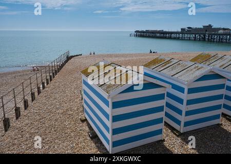 Strandhütten in hastings East Sussex Stockfoto
