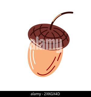 Acorn-Symbol im flachen Stil. Eichenobst. Herbstdesign für Logo, Druck, Karte, Emblem, Etikett. Vektorillustration auf weißem Hintergrund isoliert. Stock Vektor