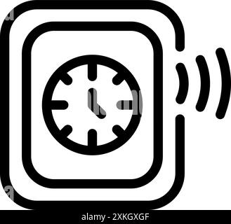 Smartwatch zeigt das Symbol für die Zeit des Sendens des drahtlosen Signals, Linienart Stock Vektor