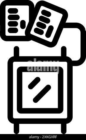 Elektronisches Wahlgerät, das Stimmzettel annimmt, Symbol für sicheren Wahlprozess Stock Vektor