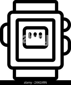 Einfaches Zeilensymbol einer digitalen Smart Watch mit Tasten an der Seite, die die Uhrzeit auf dem Bildschirm anzeigen Stock Vektor