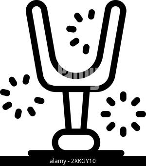 Dieses einfache Symbol zeigt eine Stimmgabel, die Schallwellen erzeugt, und eignet sich perfekt zur Veranschaulichung von Konzepten im Zusammenhang mit Akustik oder Physik Stock Vektor