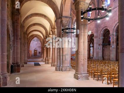 Landschaft im Inneren der Kathedrale Saint-die-des-Vosges, einer Gemeinde im Departement Vogesen, Grand Est, Nordosten Frankreichs Stockfoto