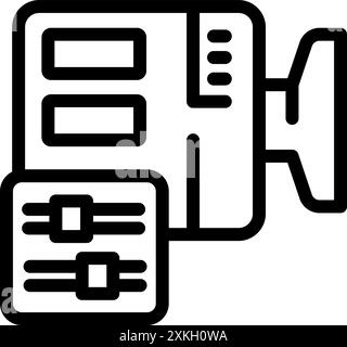 Zeilensymbol eines Serverraums mit angeschlossenem Server-Rack, das die Datenspeicherung und -Verarbeitung darstellt Stock Vektor
