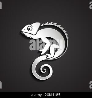 Schlichtes Design mit Tierdesign in Chamäleon 3D Silber Stock Vektor