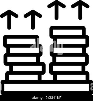 Server mit Aufwärtspfeilen, die eine wachsende Speicherkapazität anzeigen Stock Vektor