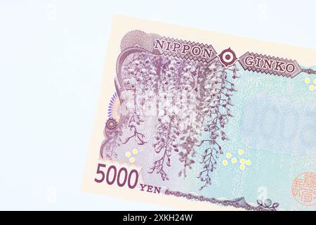 Mit 2024 Uhr wird die Nippon Ginko Nationalbank neue 5000-Yen-Banknoten in Bargeld-Rückansicht ausgeben Stockfoto