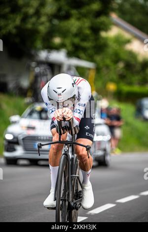 JUAN AYUSO vom VAE-TEAM EMIRATES Radfahren in der Tour de France Stage 7 TT, zwischen Nuits-Saints-Georges und Gevrey-Chambertain, 24.07.05. Stockfoto