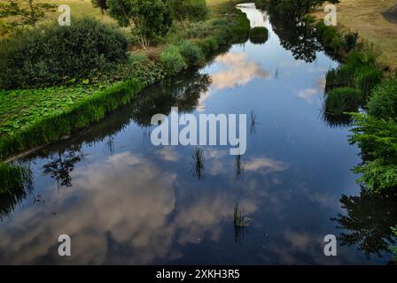 Alnwick Castle ist ein Schloss und Landhaus in Alnwick in der englischen Grafschaft Northumberland. Stockfoto