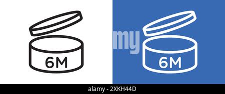 6 Monate PAO Icon Logo Vektorumriss in schwarz-weiß Farbe Stock Vektor