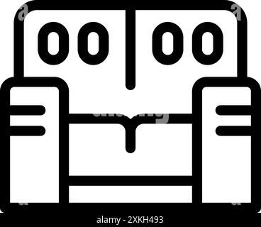 Einfaches Symbol eines Sofas mit Kissen, das Möbel für Innenarchitektur darstellt Stock Vektor