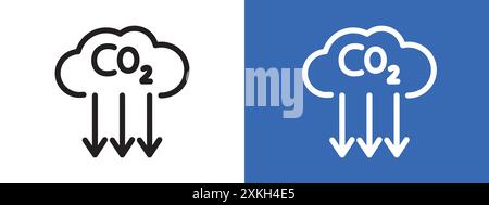 Symbol für CO2-Reduktion Logo-Vektorumrandung in Schwarz-weiß Stock Vektor