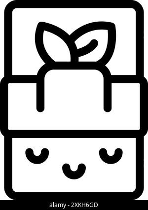 Lunchbox mit einem niedlichen lächelnden Gesicht und einer Pflanze, die daraus wächst und gesunde Essgewohnheiten repräsentiert Stock Vektor