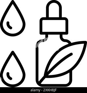 Ätherisches Öl, Schönheitsessenz oder Serum. Tropfflasche mit Pipettenlinie. Essential, Aromatherapie, natürlicher Duft, Wellness, Entspannungsisolat Stock Vektor