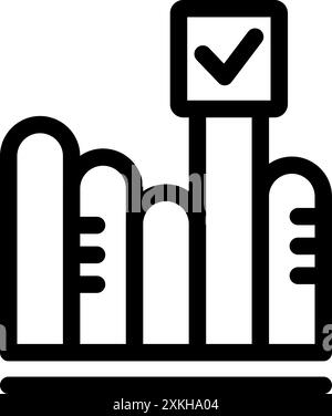 Ein einfaches Liniendiagramm zeigt das positive Wachstum und das Erreichen des Ziels Stock Vektor