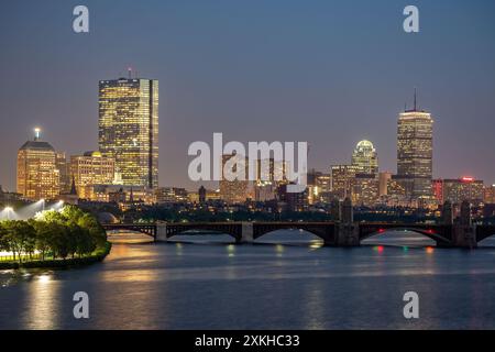 Skyline, Charles River und Longfellow Bridge, Boston, Massachusetts, USA Stockfoto