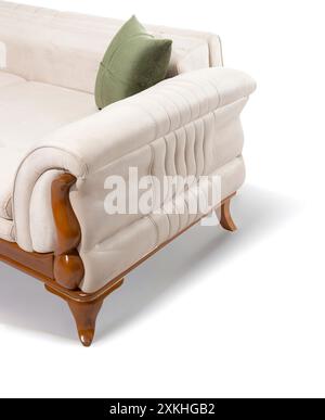 Elegantes und weiches Sofa mit Holzrahmen Stockfoto