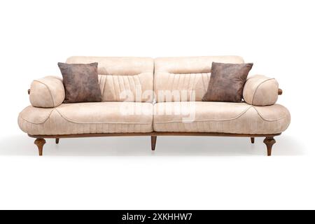 Elegantes und weiches Sofa mit Holzrahmen Stockfoto