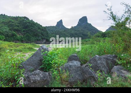 Landschaft in Yangshuo Guilin China Stockfoto