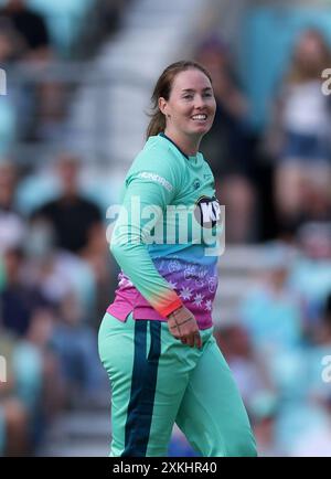 Oval Invincibles Amanda-Jade Wellington feiert den 8. Wicket während des Hundert-Damenspiels im Kia Oval, London. Bilddatum: Dienstag, 23. Juli 2024. Stockfoto