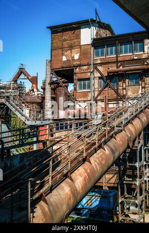 Blick auf das Völklinger Eisenwerk bei Saarbrücken Stockfoto