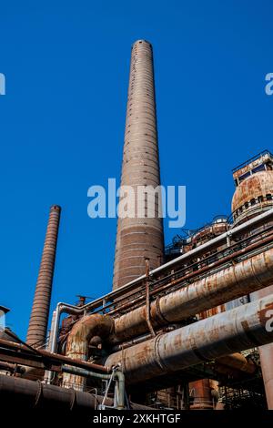 Blick auf das Völklinger Eisenwerk bei Saarbrücken Stockfoto