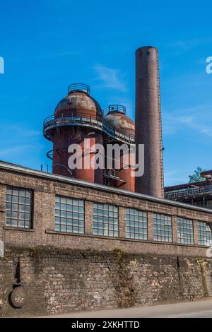 Blick auf das Völklinger Eisenwerk bei Saarbrücken Stockfoto