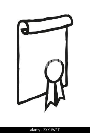 Abschlusszeugnis, einfaches Symbol handgezeichnet mit dünner Linie Stock Vektor